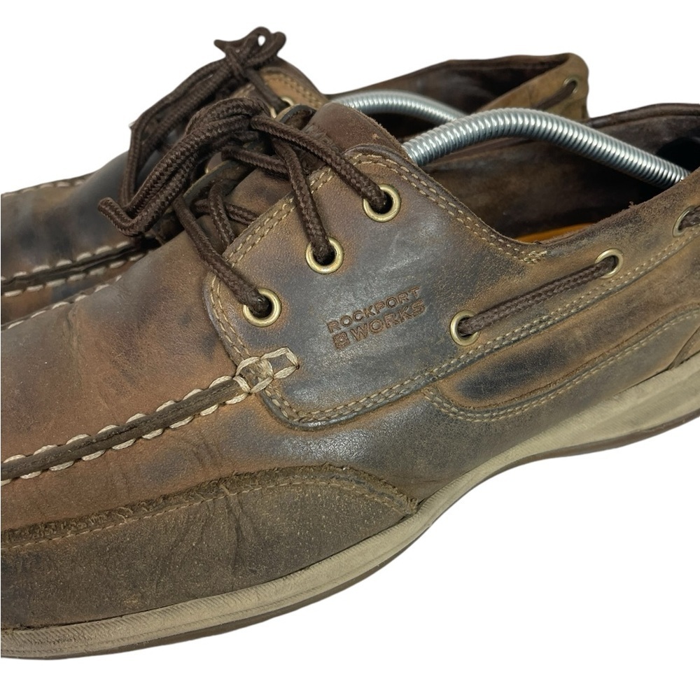 B1 Mens ROCKPORT Works Sailing Club Leather Steel Toe Boat Shoes 14 - Picture 3 of 5